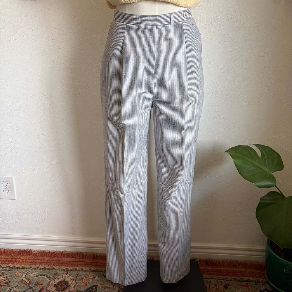 Vintage Pinstriped Seersucker Pleated Trousers S
